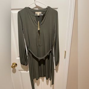 Green Michael Kors Long Sleeve Dress